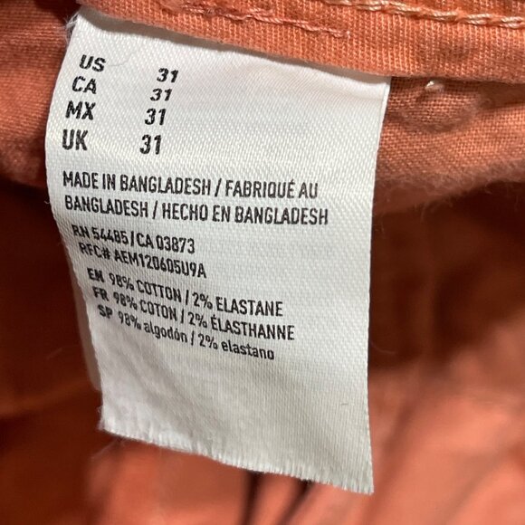 American Eagle Men's Chino Shorts Orange (STAIN) Size 31 Casual Stretch - Picture 4 of 6